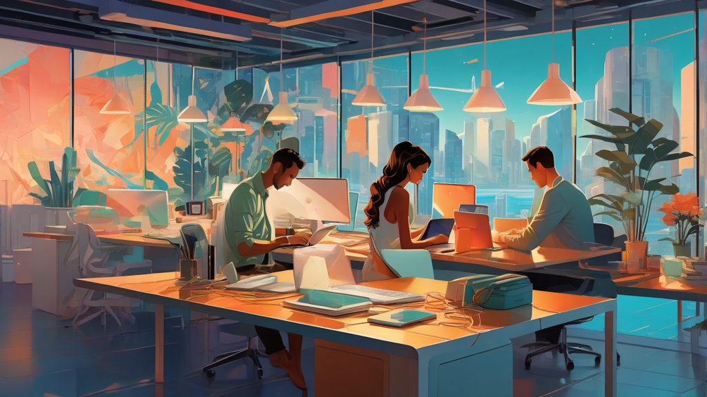 Équipe au travail dans un espace de bureau lumineux