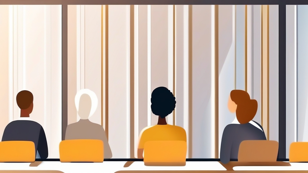 Groupe de dos en session de formation, chaises colorées