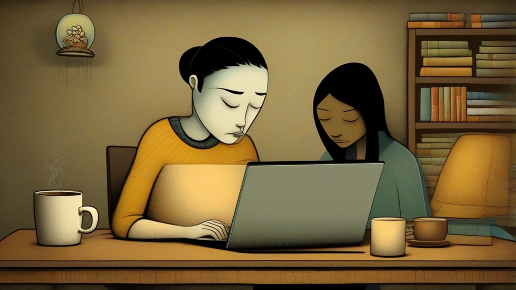 Deux personnes concentrées sur un laptop, travail indépendant