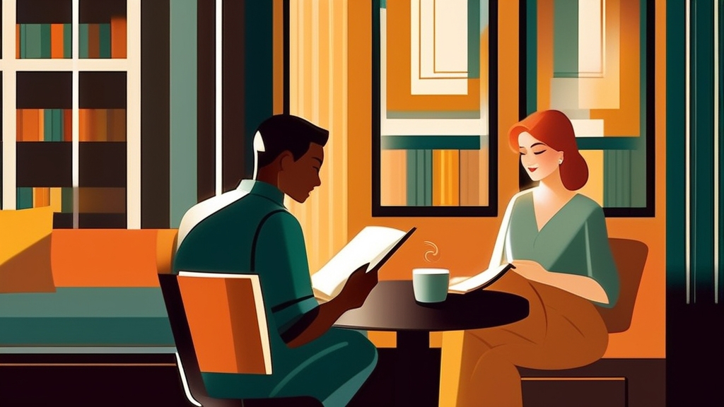 Deux jeunes qui étudient ensemble autour d’une table, livres et café