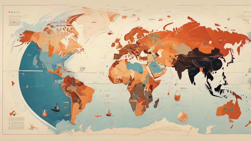 Carte du monde stylisée évoquant un départ à l’étranger
